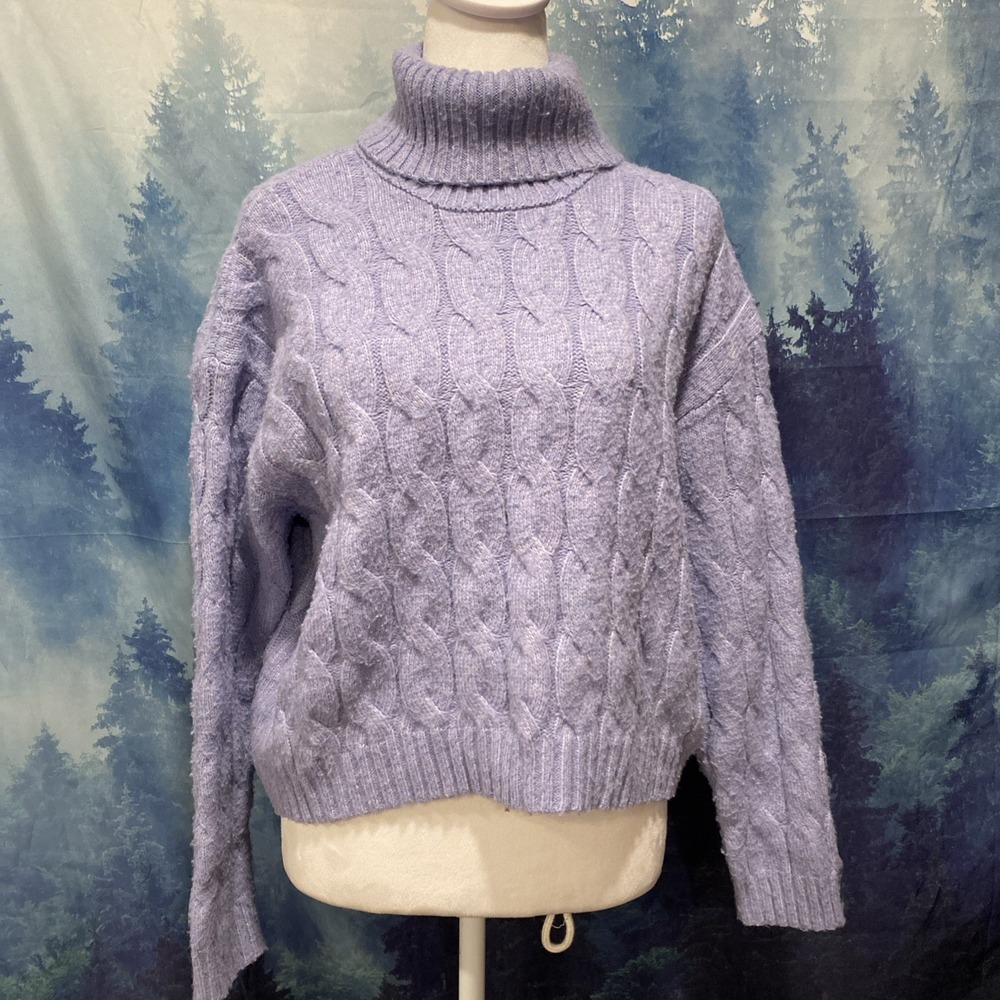 Pink Rose Womens Knitted Turtle Mock Neck Sweater Blouse Top‎ Sz L